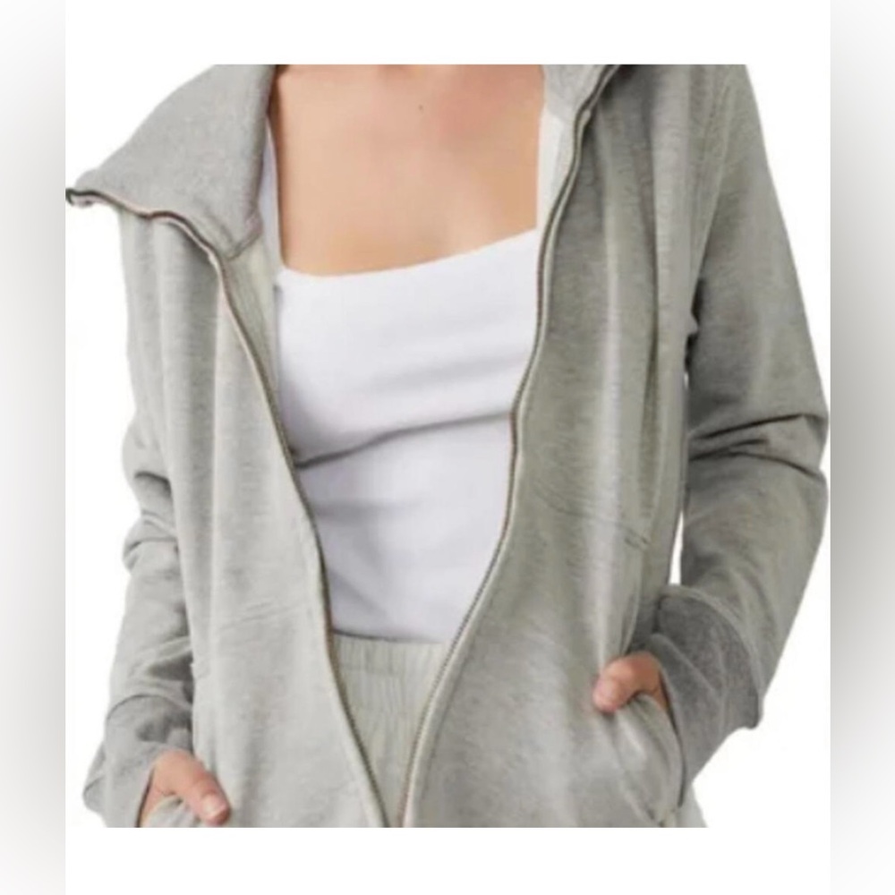 FP Movement Light Gray Oversized Zip-Up Hoodie Sweatshirt